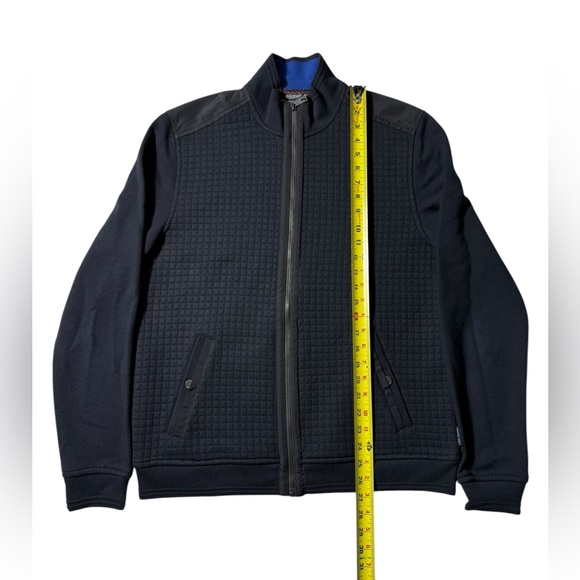 Ted Baker Bomber Jacket Bruno Mens Sz XL Quilted knit Sweater Stretch Navy Blue - Picture 4 of 8